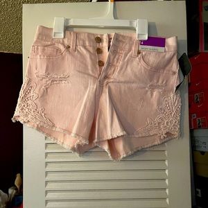 Light pink button fly short shorts